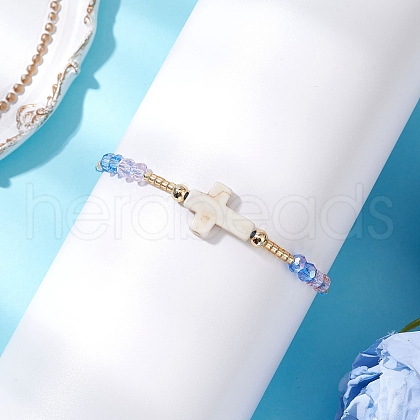 Cylinder Glass Seed Beaded Braided Bead Bracelets BJEW-MA00171-01-1
