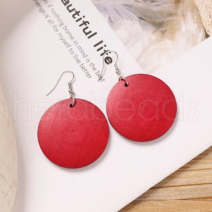 Alloy Wood Dangle Earrings FS-WG9E4F8-04-1