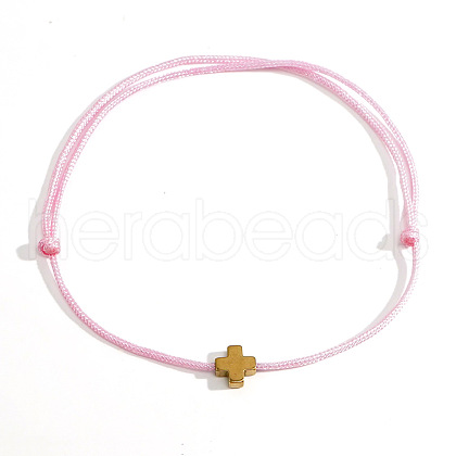 Bohemian Style Adjustable Cross Gemstone Bead Braided Bracelets NG2243-3-1