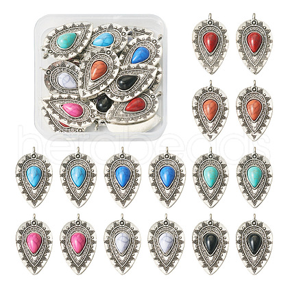 16Pcs 8 Styles Alloy Resin Imitation Gemstone Pendants RESI-TA0001-51-1