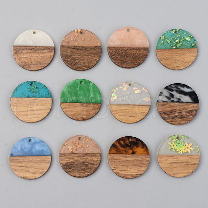 Resin & Walnut Wood Pendants RESI-S389-025A-1