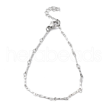Non-Tarnish 304 Stainless Steel Textured Bar Link Chain Bracelets BJEW-K226-05P-1