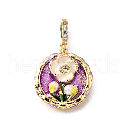 Brass Micro Pave Cubic Zirconia & Enamel Pendants KK-R222-09G-03-1