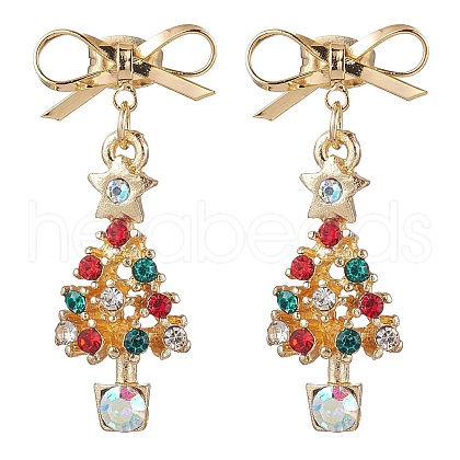 Alloy Rhinestone Christmas Tree Studs Earring EJEW-TA00444-1