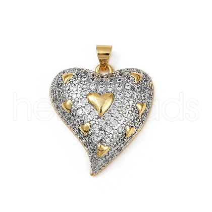 Brass Micro Pave Clear Cubic Zirconia Pendants KK-S528-20G-A-1