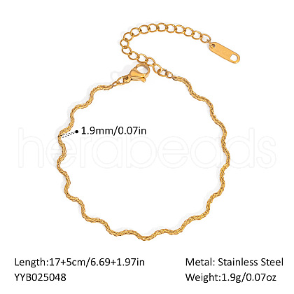 Stainless Steel Wavy Snake Chain Bracelets for Women MB0752-2-1