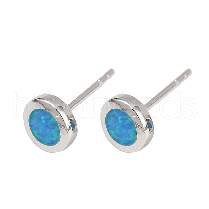 Opal Flat Round Stud Earrings JE1124A-1