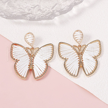 Bohemian Ethnic Style Alloy Frame Cotton Thread Woven Butterfly Stud Dangle Earrings for Women  FG8172-5-1