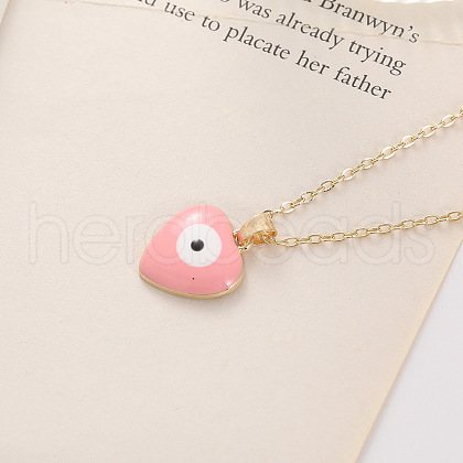 Bohemian Vintage Evil Eye Heart-shaped Alloy Enamel Pendant Lockbone Necklaces for Women SH6817-2-1