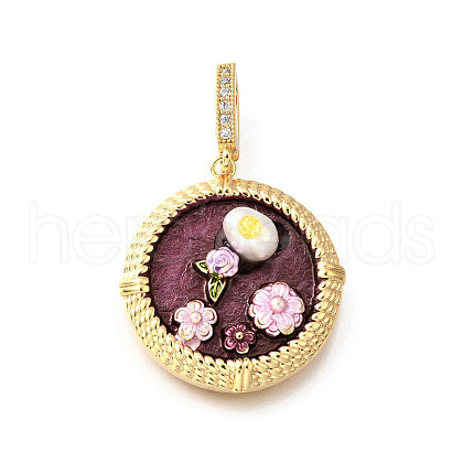 Brass Micro Pave Cubic Zirconia & Enamel Pendants KK-R222-14G-03-1