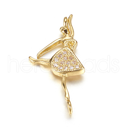 Brass Micro Pave Cubic Zirconia Pendants X-ZIRC-P060-17G-1