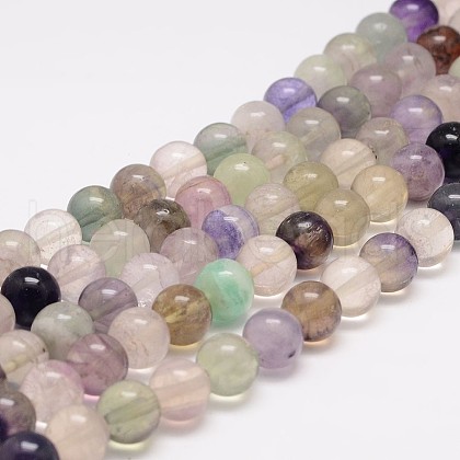 Natural Fluorite Bead Strands G-K153-B36-8mm-1