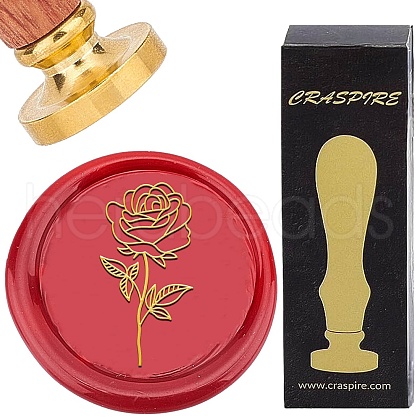 Brass Wax Seal Stamp with Wood Handle AJEW-WH0412-0370-1
