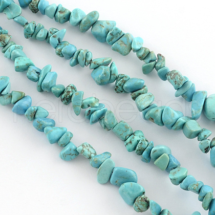 Chips Dyed Synthetical Turquoise Beads Strands TURQ-Q099-35-1