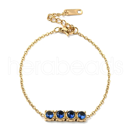 Rectangle Cubic Zirconia Link Bracelets HU1791-2-1