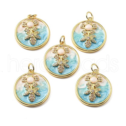 Brass Micro Pave Cubic Zirconia Pendants with Enamel KK-Z114-03G-1