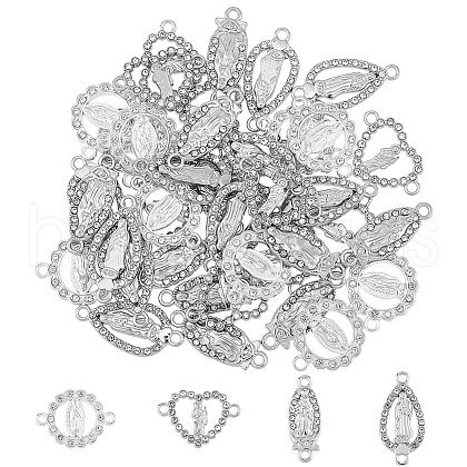 DICOSMETIC 40Pcs 4 Styles Religion Alloy Micro Pave Clear Cubic Zirconia Connector Charms FIND-DC0004-43-1