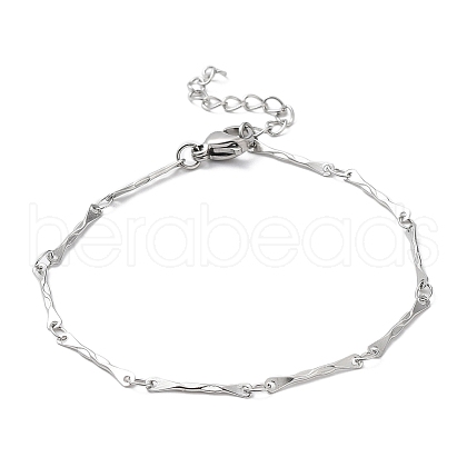 Non-Tarnish 304 Stainless Steel Bar Link Chain Brcelets BJEW-K226-11P-1