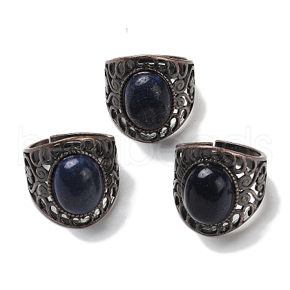 Natural Lapis Lazuli Oval Adjustable Rings RJEW-K271-06R-23-1
