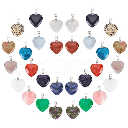 SUNNYCLUE 30Pcs 15 Colors Gemstone Pendants G-SC0001-39-1