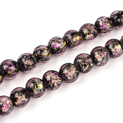 Handmade Foil Glass Beads Strands FOIL-N029-05A-1
