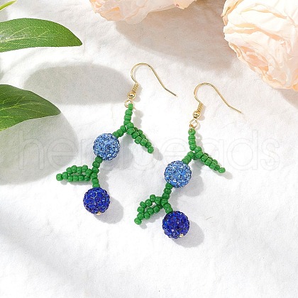 Fruit Pave Disco Ball Beads Dangle Earrings EJEW-TA00632-02-1
