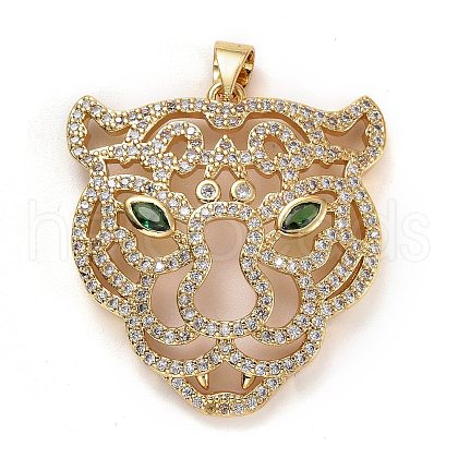 Brass Micro Pave Clear & Green Cubic Zirconia Pendants X-ZIRC-E165-12G-1