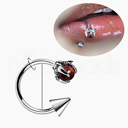 Claw Cone 304 Stainless Steel Cubic Zirconia Hoop Lip Rings FS-WG1AB27-01-1