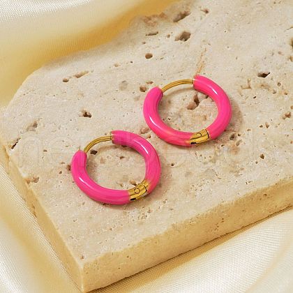 Elegant Brass Enamel Hoop Earrings WO3683-8-1