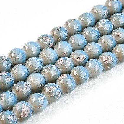 Baking Painted Glass Beads Strands DGLA-N008-8mm-06-1