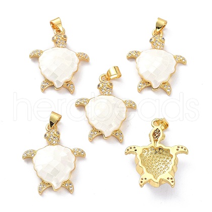 Real 18K Gold Plated Brass Micro Pave Clear Cubic Zirconia Pendants KK-D004-05G-D-1
