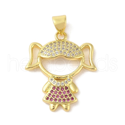 Rack Plating Brass Cubic Zirconia Pendants KK-S380-30G-06-1