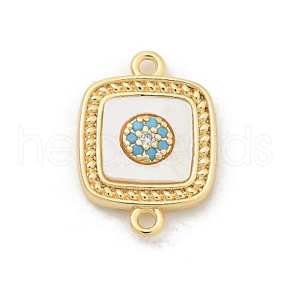Brass Micro Pave Clear Cubic Zirconia Connector Charms KK-M303-04G-03-1