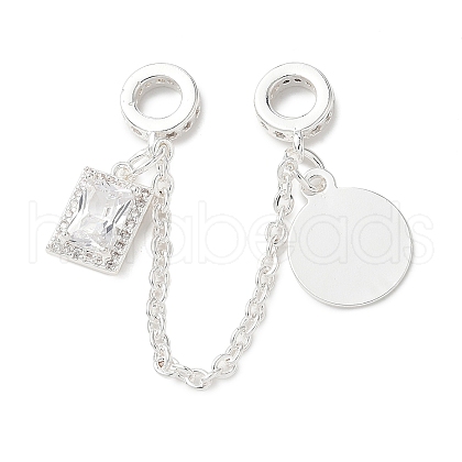 Brass Micro Pave Clear Cubic Zirconia Cable Chain European Beads KK-G531-07A-S-1