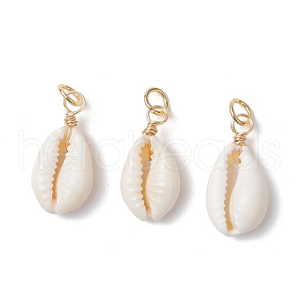 Natural Cowrie Shell Pendants PALLOY-JF03712-01-1
