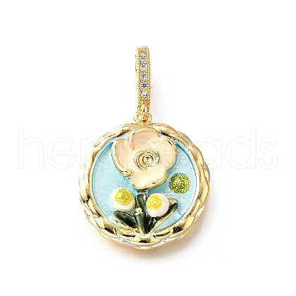 Brass Micro Pave Cubic Zirconia & Enamel Pendants KK-R222-09G-05-1