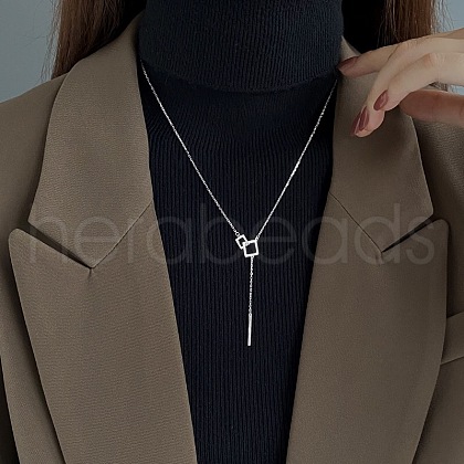 925 Sterling Silver Square Y Necklaces for Women FS-WGCF124-01-1