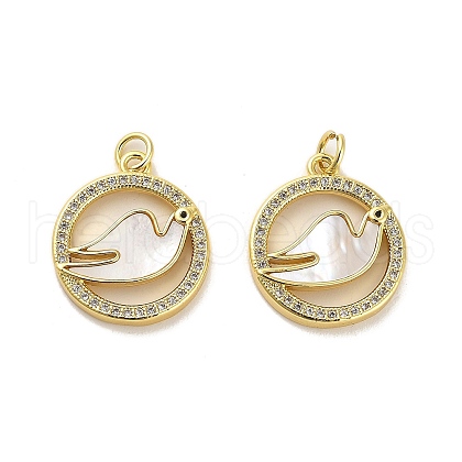 Brass Micro Pave Clear Cubic Zirconia Pendants KK-K365-01G-01-1