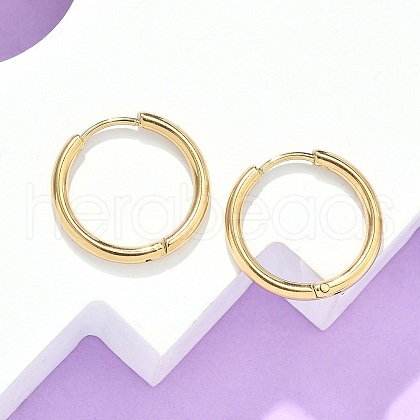 Ion Plating(IP) 304 Stainless Steel Huggie Hoop Earrings X-EJEW-F111A-19mm-G-1