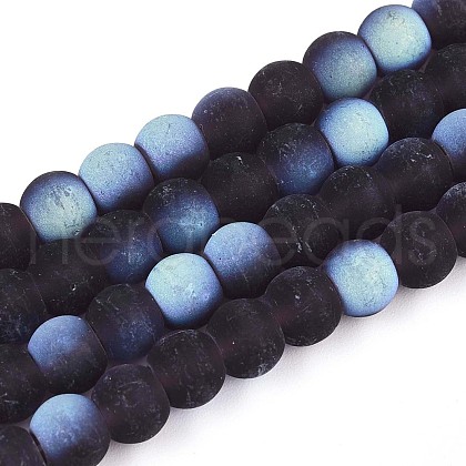 Frosted Transparent Glass Beads Strands GLAA-T032-T6mm-MBB03-1