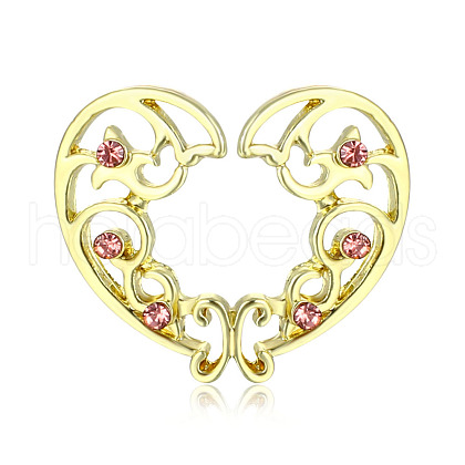 Alloy Rose Rhinestone Heart Clip On Nipple Rings WGEBDCA-02-1