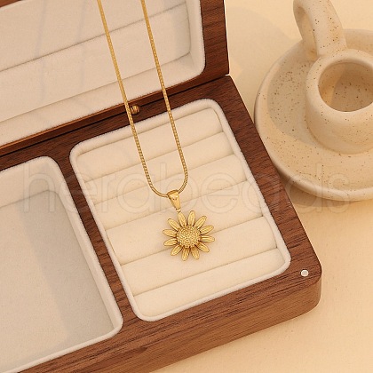 304 Stainless Steel Daisy Flower Pendant Necklaces for Women FS-WGB7A35-06-1