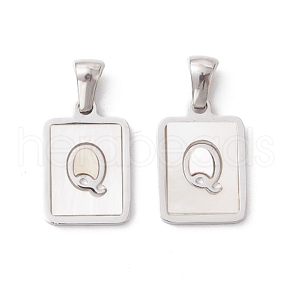 304 Stainless Steel Pave Shell Pendants STAS-G327-01P-Q-1
