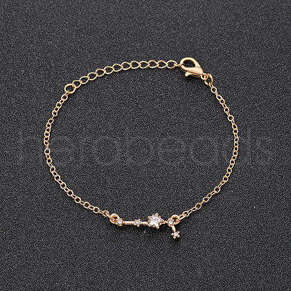 12 Constellations Alloy Rhinestone Link Bracelets WG43B2B-10-1