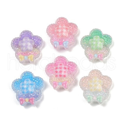 Opaque Resin Flower Cabochons RESI-R465-03-1