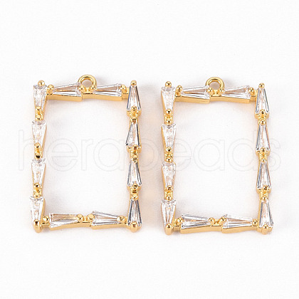 Brass Micro Pave Clear Cubic Zirconia Pendants ZIRC-S068-037-NF-1