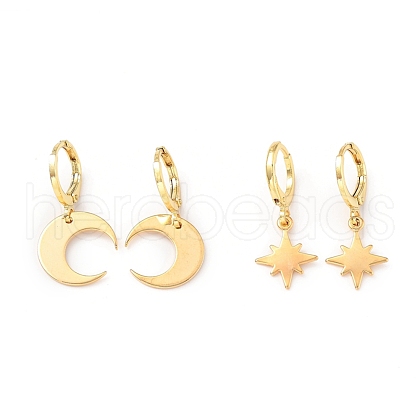 Brass Huggie Hoop Earrings Sets EJEW-JE04217-1