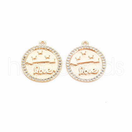Brass Micro Pave Clear Cubic Zirconia Pendants KK-S364-264-1