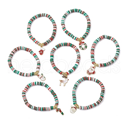 Polymer Clay Beaded Stretch Bracelets BJEW-JB11162-1