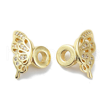 Rack Plating Brass Micro Pave Clear Cubic Zirconia Beads KK-U014-13G-1